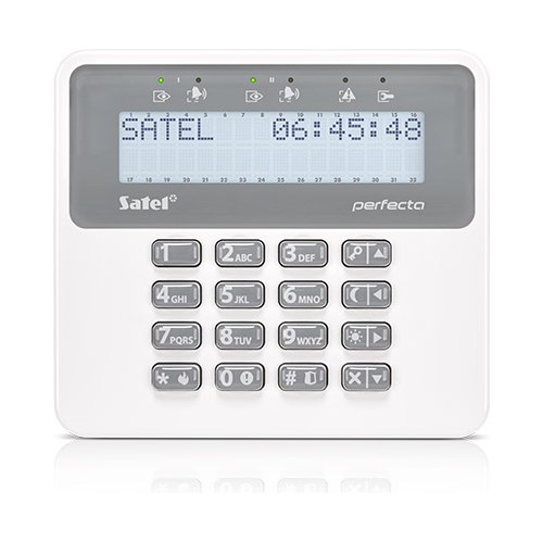 Satel Perfecta LCD kezelőegység szöveges kijelzővel, fehér házban